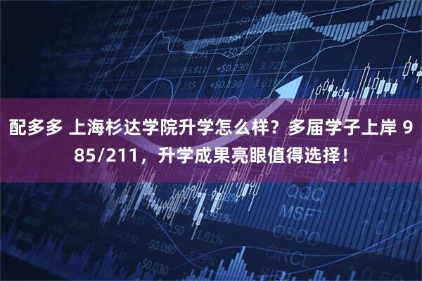 配多多 上海杉达学院升学怎么样？多届学子上岸 985/211，升学成果亮眼值得选择！